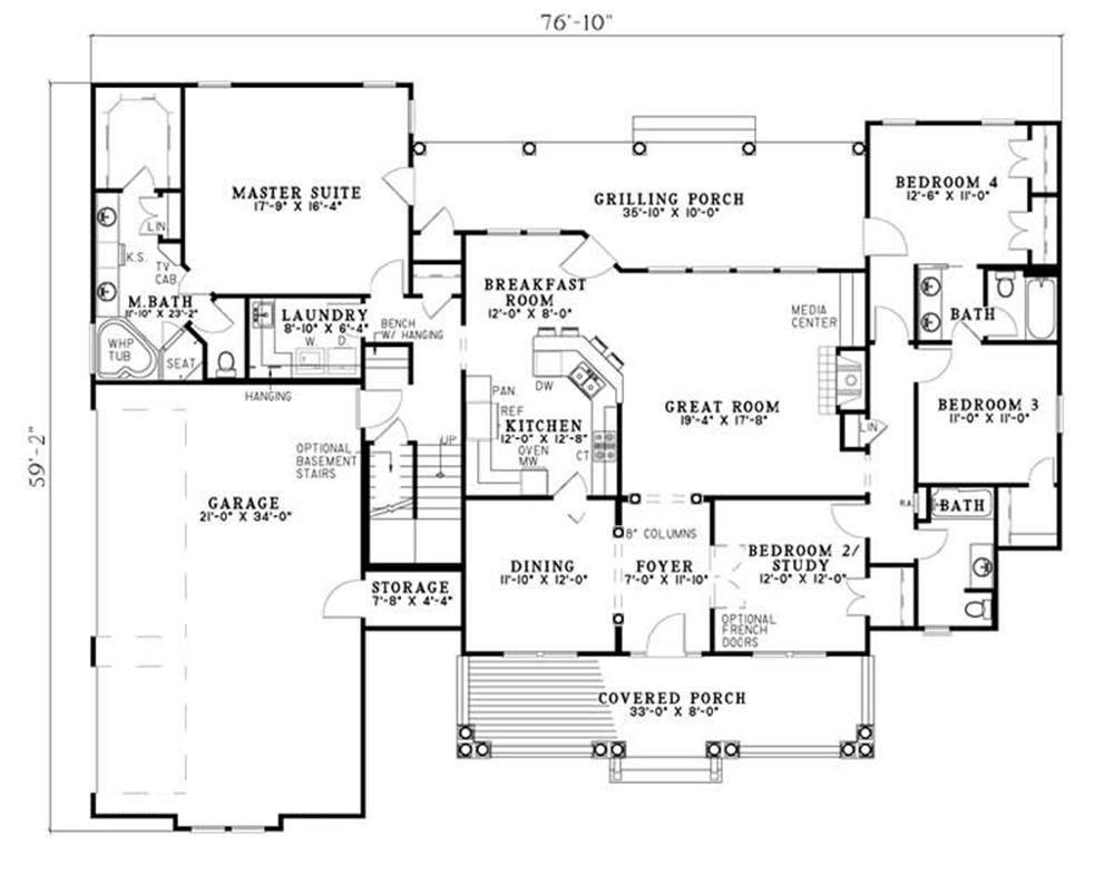 Floor Plan First Story of Country Plan #153-1684